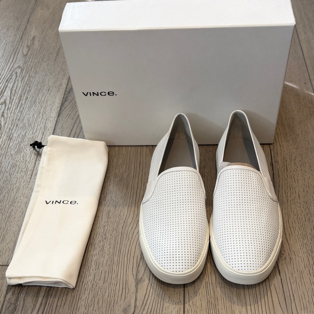 Vince white Perforated Slip-On Sneakers